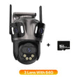Three Screen WIFI IP Camera Outdoor 4K Dual Lens PTZ Camera Ai Human Detection IP66 Waterproof CCTV Video Security Camera iCsee