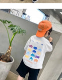 Camiseta de manga corta de verano para niños, Top de cuello redondo para niños pequeños y medianos, moda informal versátil de media manga