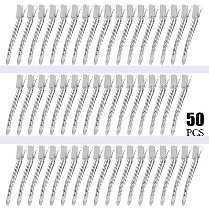 Grampos de cabelo de metal para mulheres, grampos de cabelo prateados para estilo, seccionamento, 24/30/50 peças, clipe de jacaré para cachos longos e grossos, faça você mesmo
