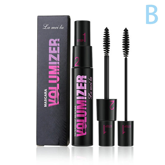 1PC 2in1 Black Double Purpose Mascara Waterproof Lengthen Lash Extension Sweatproof Curling Brushes Eye Fiber Mascara Eyelashes