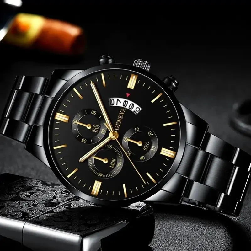Fashion Men Stainless Steel Watch Luxury Calendar Quartz Wristwatch Men's Business Watches for Men Clock Montre Homme