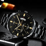 Fashion Men Stainless Steel Watch Luxury Calendar Quartz Wristwatch Men's Business Watches for Men Clock Montre Homme