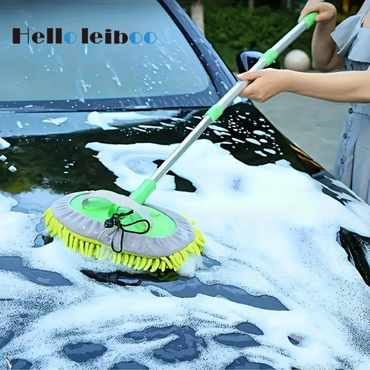 Cepillo de limpieza para autos LEIBOO, cepillo súper absorbente para lavado de autos, mango largo telescópico ajustable, trapeador limpio, accesorios para autos