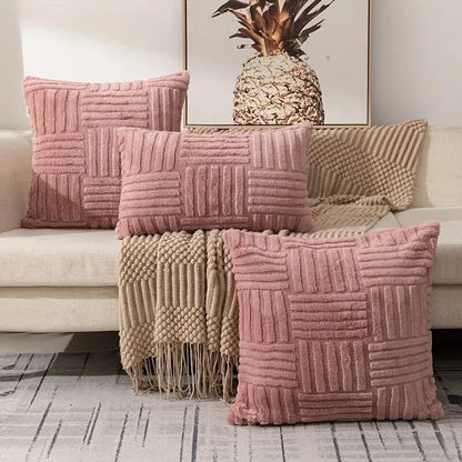 1pc Boho Faux Fur Plush Throw Pillow Covers, Cream White, Luxury SoftFluffy Decorative Cushion Cover Pillowcase for Sofa, Couch