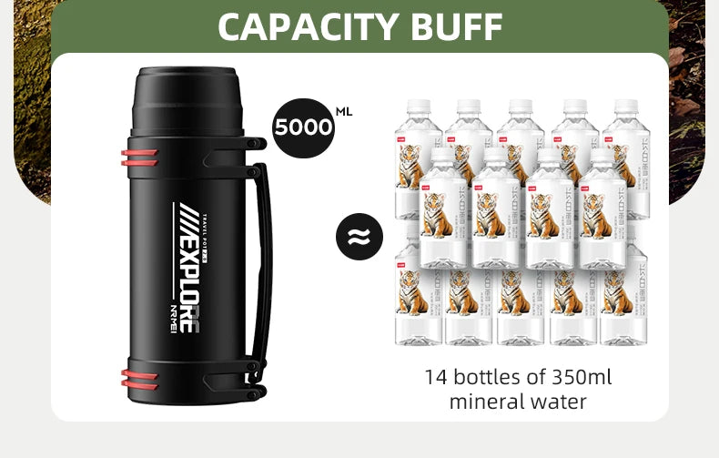 Large Capacity Thermos Bottle with handle Double-wall vacuum Insulated Bottles Leakproof Water Jug for Travel Hiking Camping