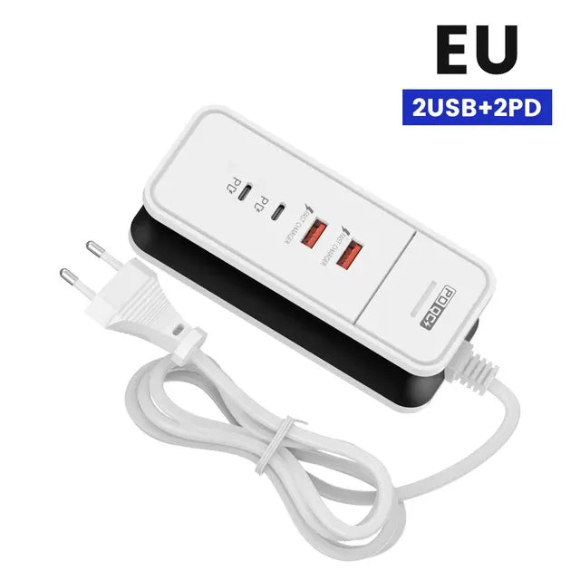 Carregador de Parede de Carregamento USB para Xiaomi, Samsung, iPad, Celular, Adaptador de Viagem, PD, 4 Portas, QC 3.0, 12W
