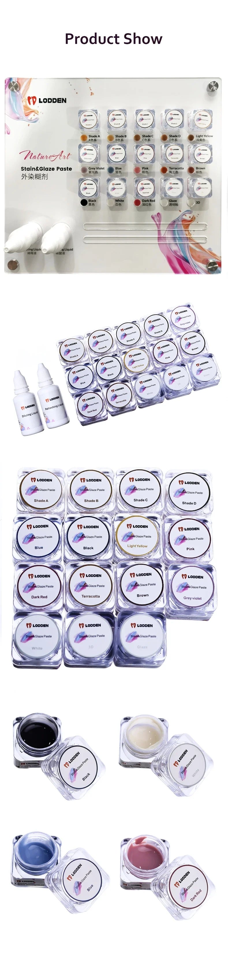Dental Glaze Paste Diluent Liquid Refreshing Liquid Stain and Glazing Paste Kits for Zirconia Dental Lab Cad Cam Material Lodden