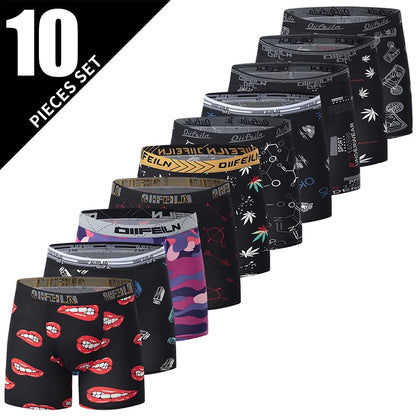 4/5 /10 Pcs Fashionable Men's Long Underwear Casual Boyshort Youth Sports Shorts Comfortable Breathable Stretch Shorts Underwear