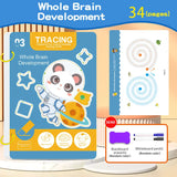 Conjunto de Livros de Exercícios Reutilizáveis para Crianças (34 Páginas) com Caneta Apagável – Aprendizado Inicial de Escrita e Desenho, Livros Educativos para Treino de Controle da Caneta, Aprendizado Inovador