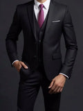 Men's Fashionable Gentleman Business British Style Solid Color Banquet Host Casual Wedding Suit (Blazer + Vest + Trousers)