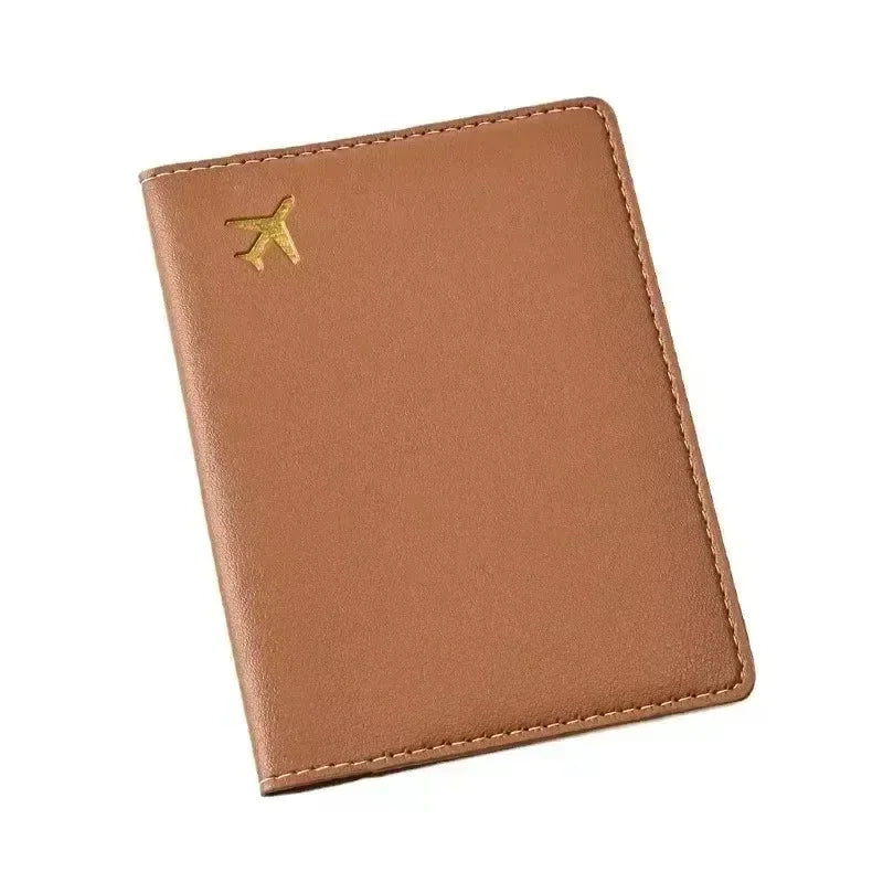 Women Men Card Passport Cover Case Flight Ticket Clip Passport Wallet PU Leather Solid Color Id Holder Passport Holder Purses
