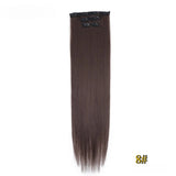 Kit 4 peças extensões de cabelo liso 60cm clip in aplique sintético ombre castanho e louro