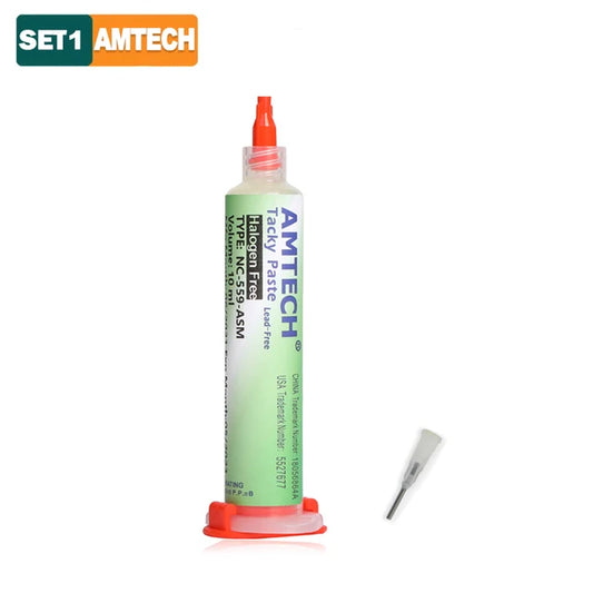 Soldering Fluxes 100% Original AMTECH NC-559-ASM Solder Flux Premium No-Clean Solder Paste Suitable for BGA SMD Soldering Station and Rework Station 10cc AMTECH 559 Original 