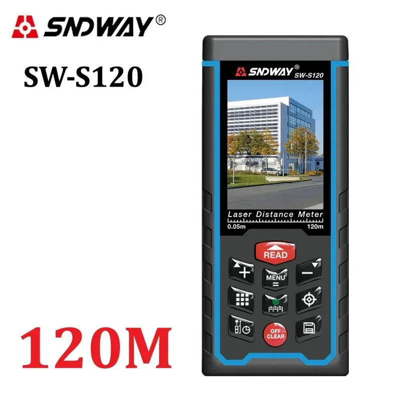 FANYUE SW-120 Display Laser Distance Meter 80M 120M Camera Digital Meter Area Volumn Digital Angle Ruler Laser Rangefinder Tape