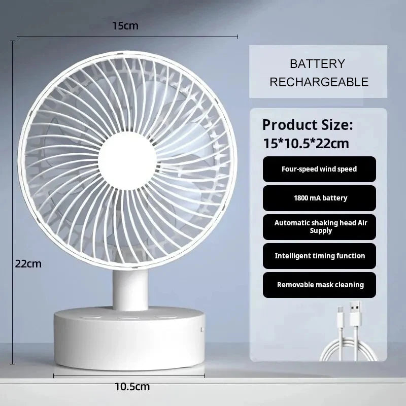 Xiaomi Youpin Fan Small White Desktop Timer Mute With Four-speed Adjustable Portable Fan Recharging Models Detachable Desk fan