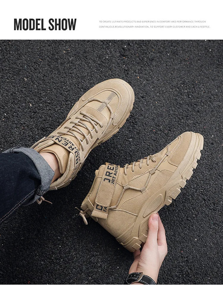 Men's Boots Tactical Combat Boots for Men Outdoor Hiking Winter Shoes Lightweight Non-Slip Men's Desert Ankle Boots Bota