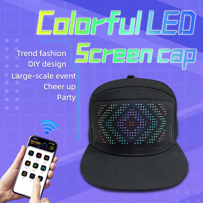 Pantalla de luz LED DIY, matriz inteligente, gorras de béisbol con Bluetooth, control por aplicación, decoración genial para fiestas de hip hop
