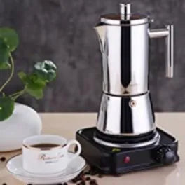 Cafetera italiana Easyworkz Diego para estufa, de acero inoxidable, para 4 tazas, 6.8 oz, de inducción