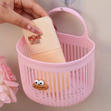 Cute Reusable Kitchen Hanging Baskets Wall-mounted Cartoon Storage Basket Space-Saving Sausage Mouth Organizer