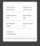 Smart air fryer oven 26L 13L Large Capacity Electric Air Fryers Visible Window Household Kitchen Deep Fryer without Oil EU 220V