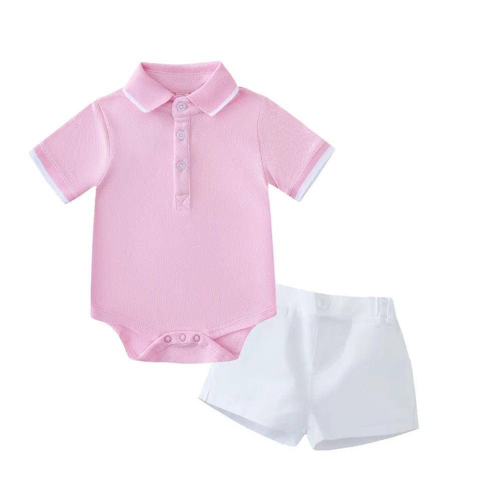 Conjunto de ropa de verano para bebé niño con gorro, polos de verano, camisa de manga corta, pantalones cortos, conjunto de ropa para niño