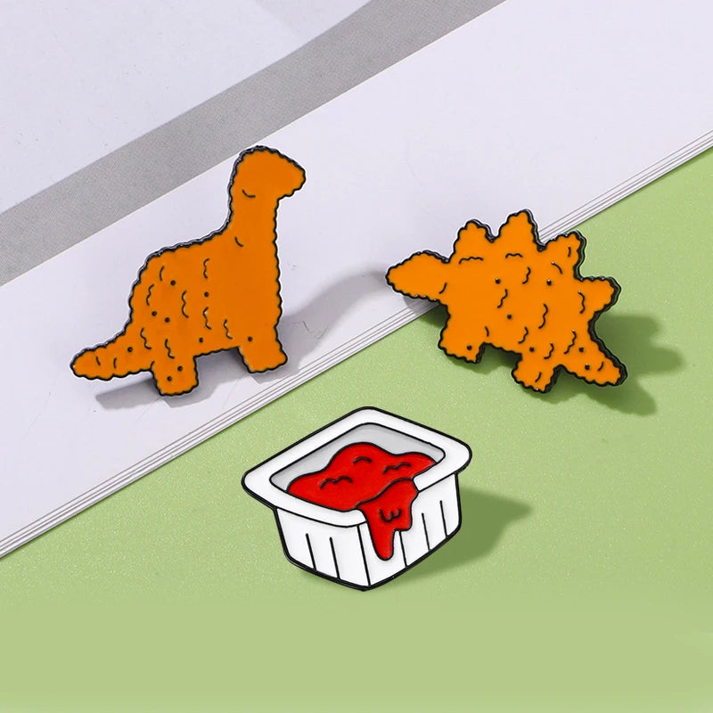 3 pcs/set cute creative dinosaur collection pins Stegosaurus shaped enamel brooches backpack bag jewelry decoration