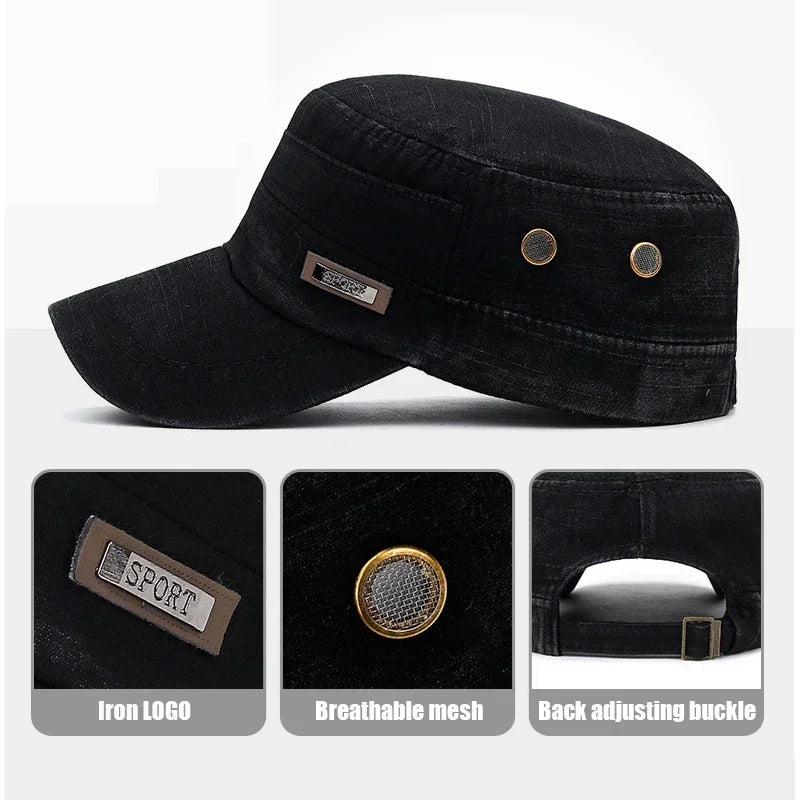 Military Cadet Flat Cap Fashion Clothes Adjustable Snapback Hat Unisex New Fashion Classics Outdoor Casual Sport Baseball Cap