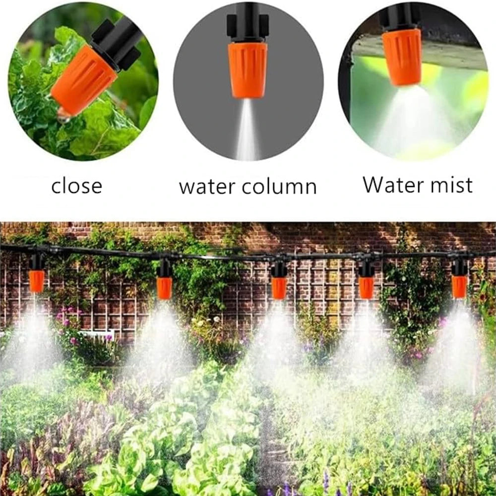 Fog Nozzles Irrigation Kit 5M-20M Garden Automatic Spray Misting Plant Watering System with 4/7 PE Hose and Connector