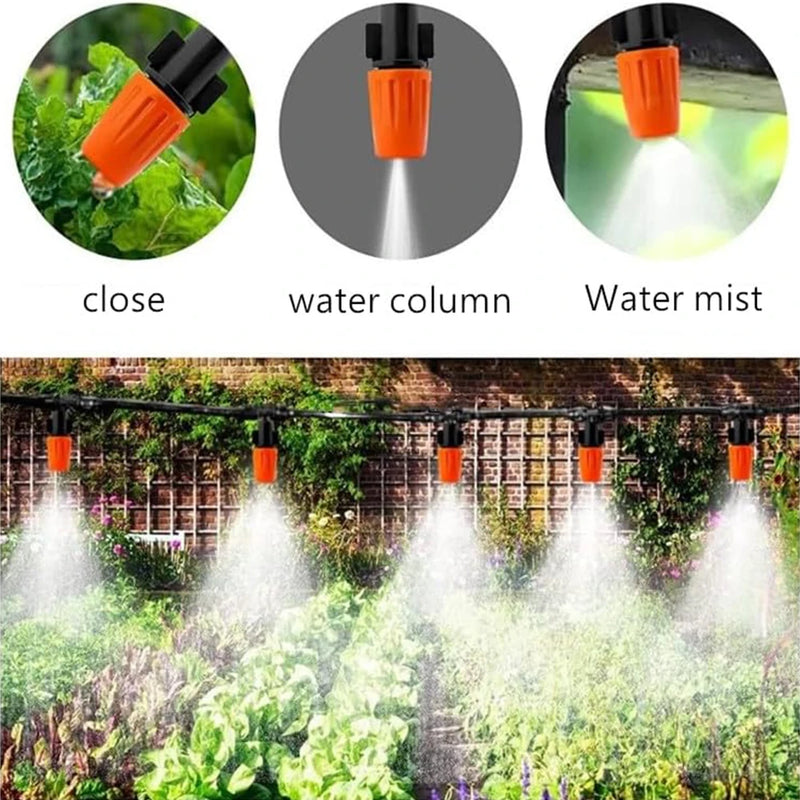 Fog Nozzles Irrigation Kit 5M-20M Garden Automatic Spray Misting Plant Watering System with 4/7 PE Hose and Connector