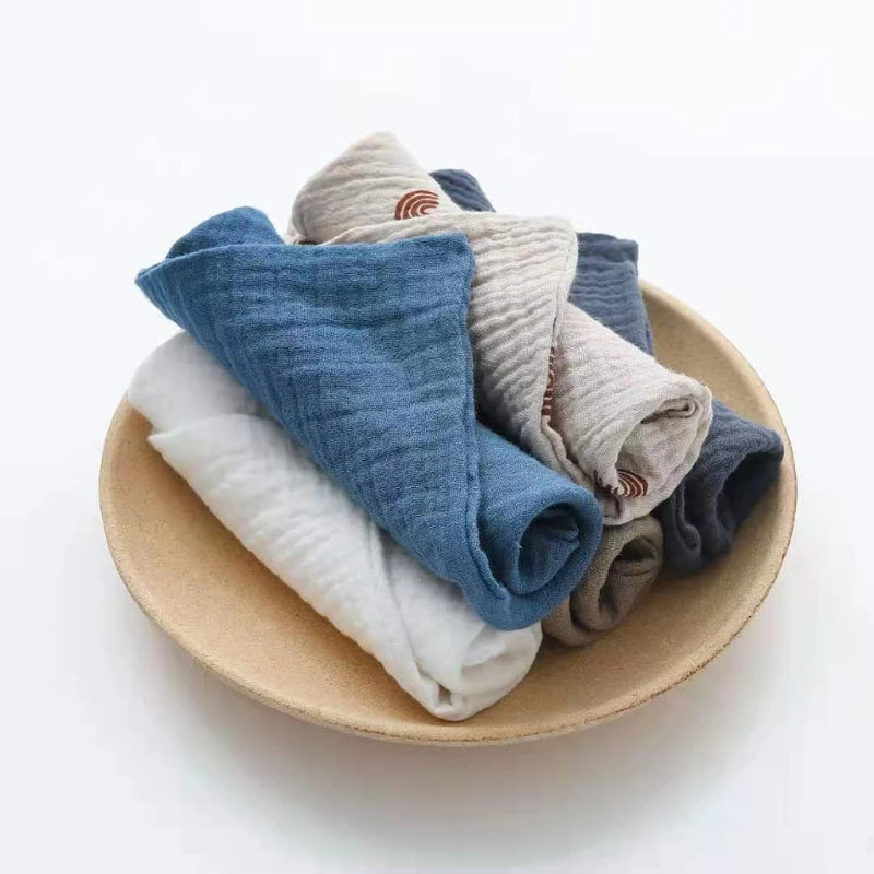 5 PcsWashcloth FaceclothInfant Wash Hand Face Wipes Baby Cotton Square Towels Handkerchief Muslin Cloth Feeding Bib