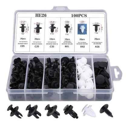 Kit de 100 clips de sujeción para coche, remaches para guardabarros, pasadores de retención para carrocería, remaches para parachoques, paneles de puerta, clips de retención para coche.