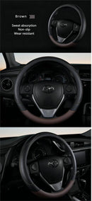 PU Leather Contrast Colour Car Steering Wheel Cover  Sweat Absorbent, Wear Resistant and Non-slip, Universal in All Seasons