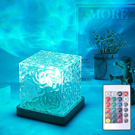 Proyector de luz de olas oceánicas, 16 colores, aura de medianoche, lámpara de brillo aurora, para casa, oficina, bar, restaurante, proyector submarino, luz nocturna