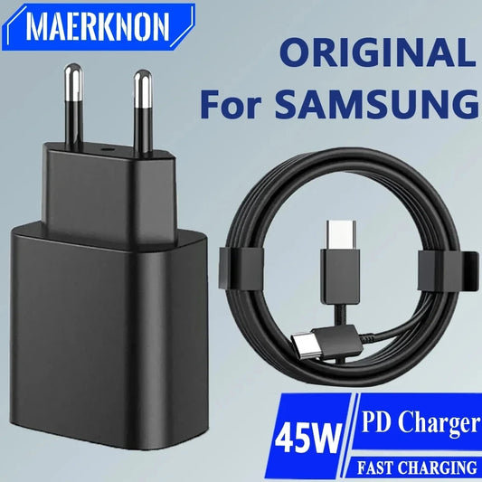 Cargador USB C PD45W para Samsung Galaxy S24, S23, S22, S21, S20 Ultra, S10 Plus FE, cable de carga tipo C de carga súper rápida, accesorios