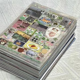 6pcs Glitter Stickers Y2K DIY Toploader Scrapbooking Journal Decor Stickers for Phone Kawaii Transparent PET Stickers Gift