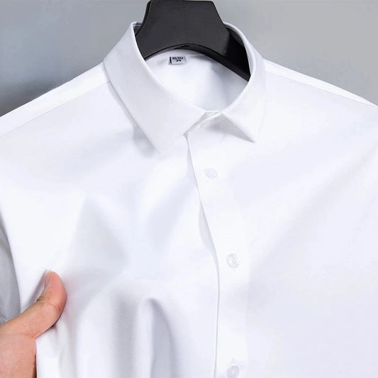 Camisas antiarrugas de manga larga para hombre, camisas de vestir ajustadas, blusas blancas para negocios y oficina, tallas S-6XL