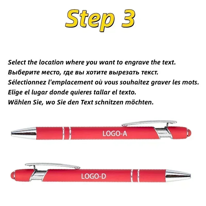 50pcs Light Metal Ballpoint Pen Touch Screen Pen Office School Advertising Pen Custom Logo Text Engraving Laser Engraving