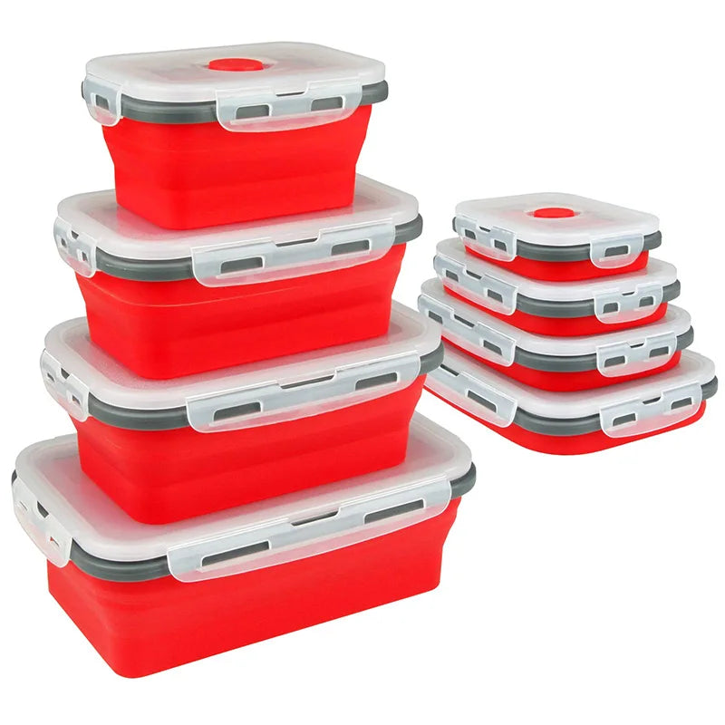 Collapsible Food Storage Containers Silicone Bowls with Lids-Perfect for Meal Preppers,Lunch,Picnics, Kitchen Use,and Travelers