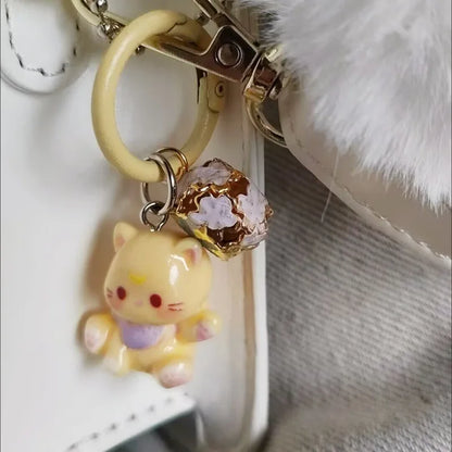 1/6Pcs Colorful Cat Bell Keychains for Friends Backpack Phone Pendant Hangings Couple Cartoon Animal Paw O-shaped Keychains