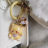 1/6Pcs Colorful Cat Bell Keychains for Friends Backpack Phone Pendant Hangings Couple Cartoon Animal Paw O-shaped Keychains