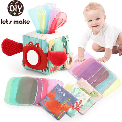Baby Toys Magic Tissue Box Cotton Finger Exercising Montessori Busy Board Game Educational Toy Soft Rattle Game Ocean Cloth Book