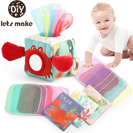 Baby Toys Magic Tissue Box Cotton Finger Exercising Montessori Busy Board Game Educational Toy Soft Rattle Game Ocean Cloth Book