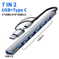 USB 3.0 Type C Adapter Docking Ststion USB 2.0 Port TF SD Card Reader Audio Output Multi-hub Splitter  for Macbook Pro Computer