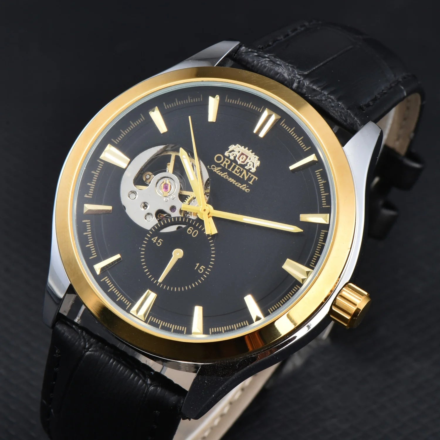 Orient Double Lion Watch Japanese Fully Automatic Mechanical Watch Hollowed Out Business Men's Watch Leather Strap