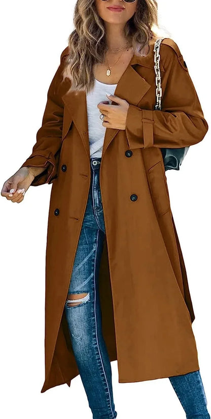 Amazon Independent Station Cross-Border European and American Women's Winter and Autumn Coat Jacket Overcoat Plus Size Trench Co