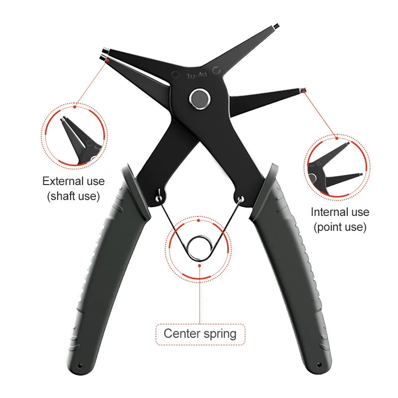 2 in 1 Snap Ring Pliers For Internal External Card Retaining Pincer Multifunctional Professional Hand Tool Hardware Repair Tool