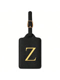 PU Leather Luggage Tag for Travel - Durable Suitcase ID Tag with Privacy Cover & Name Card Slot (A-Z) liu