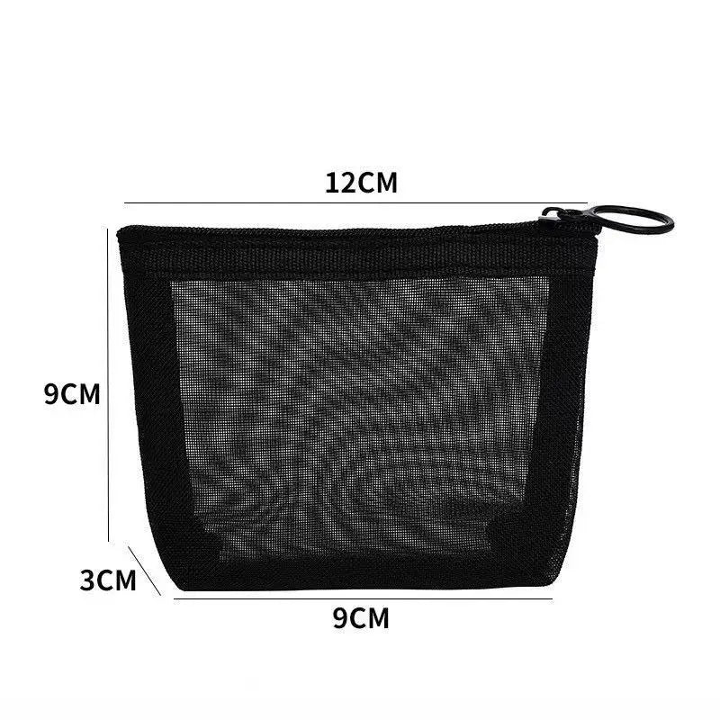 Aosbos 3-Pack Mesh Cosmetic Bag Set - Travel/On-The-Go Makeup Storage, Zipper Closure Small Pouch