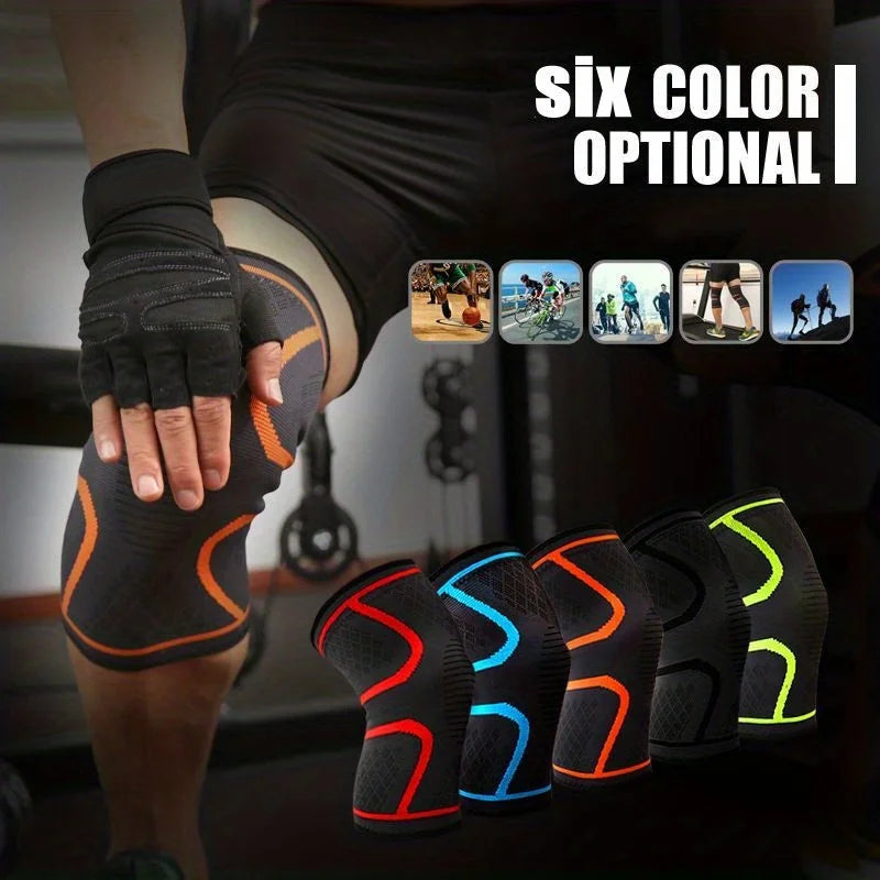 1 Unidade de Joelheira de Compressão Elástica em Nylon para Fitness, Corrida, Ciclismo e Esportes (Basquete/Vôlei)