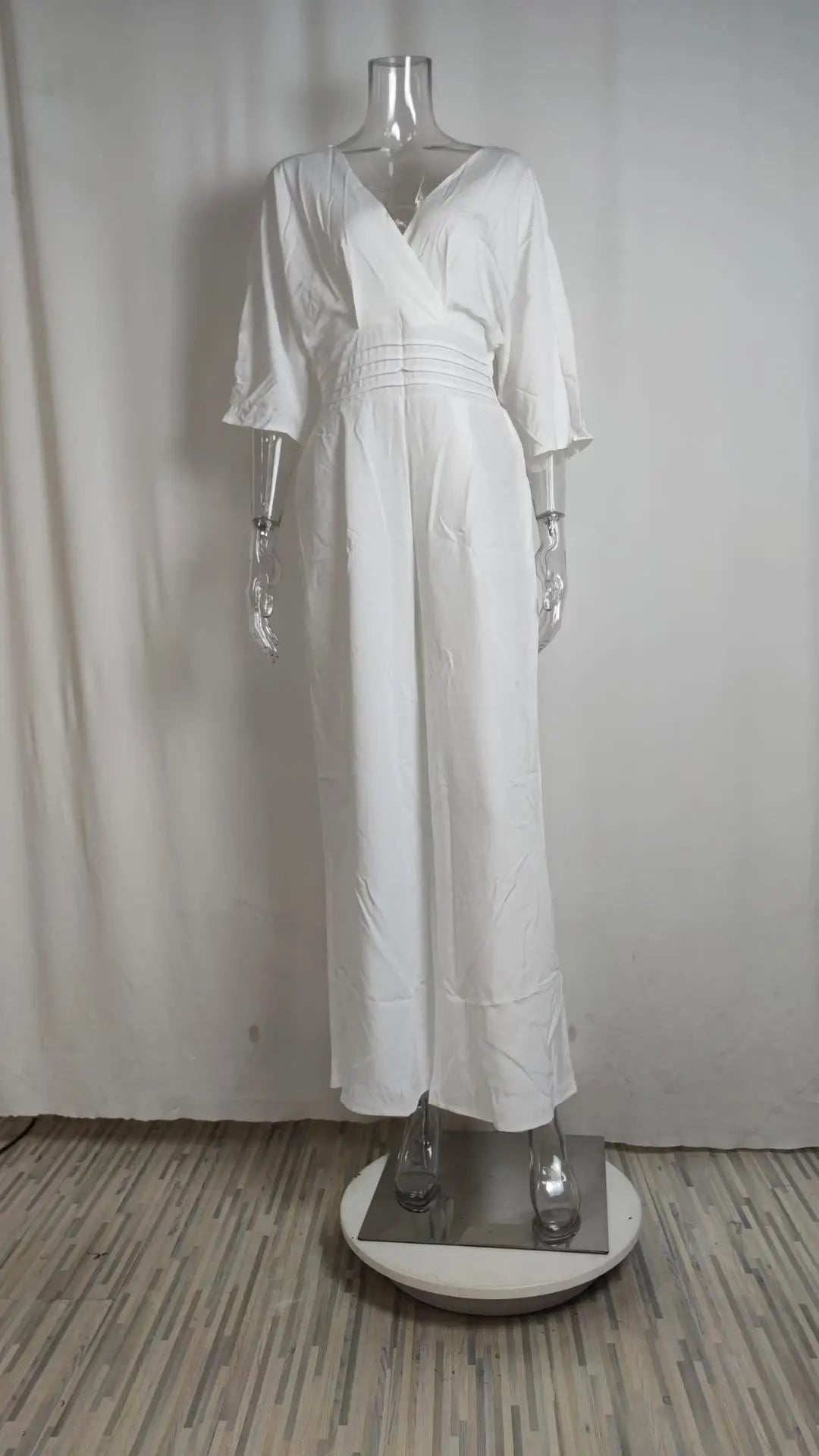 Solid Color Jumpsuits For Woman Jumpsuit Women's Clothing Temperament Simple Style Casual V-link Loose Tighten The Waist Elegant